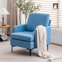I3 Ghế sofa đơn vải nỉ xanh dương DT105 Ghisham ngồi đọc sách