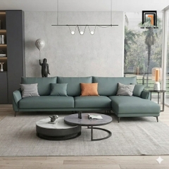 D4 Green faux leather sofa L GT299 Noha 2m6 x 1m6 small space