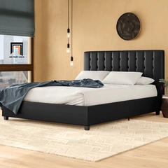 Giường ngủ GN5 Acquaviva bọc nệm simili giả da màu đen