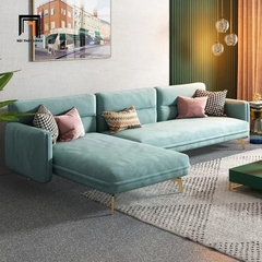 F1 Bộ ghế sofa vải nhung đẹp GT55 Velor 2m4 x 1m6 màu xám trắng