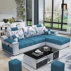 C3 Bộ ghế sofa góc L phối màu trẻ trung GT107 Slopy 2m4 x 1m6 đẹp