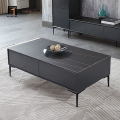 S2 Bàn sofa hình hộp chữ nhật màu đen BSF48 Raheem 1m mặt đá