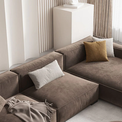 E3 Ghế sofa góc L căn hộ chung cư GT158 Plainview 2m6 x 1m6 nâu đậm