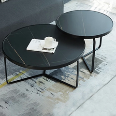 R1 Cặp bàn sofa mặt đá trắng đen BSF17 Crafty khung chân sắt