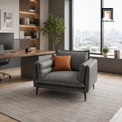D2 Ghế sofa đơn văn phòng làm việc DT65 Cafin da Pu xám đậm