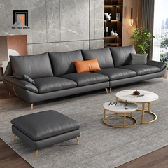 D1 Set ghế sofa phòng khách cao cấp KT34 Maxky da Pu xám đậm
