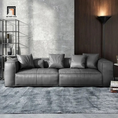 D4 Ghế sofa băng đẹp dài 2m4 BT18 Squaring bọc da giả xám