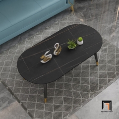 H2 Bàn sofa phòng khách nhỏ gọn BSF43 Camin mặt đá oval 1m
