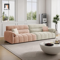 A3 Ghế sofa băng dài 2m4 BHQ2 Samdy vải nhung màu đen nổi bật