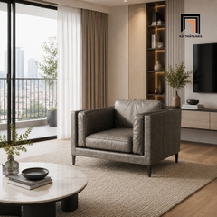G2 Ghế sofa đơn da giả xám đậm DT20 Anton kiểu dáng hiện đại