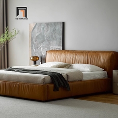 H1 Giường ngủ màu nâu bò cao cấp GN103 Lorne 1m6 x 2m da Pu