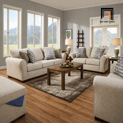 D5 Bộ ghế sofa phòng khách màu trắng kem KT2 Carey sang trọng