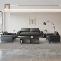 F2 Bộ ghế sofa phòng khách giá rẻ KT1 Sigrin da giả màu xám