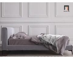 Giường ngủ sang trọng vải nhung GN75 Rio màu xám đậm