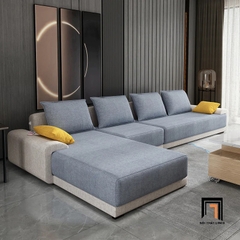 D5 Ghế sofa góc màu xanh dương GT141 Casper 3m x 1m8 vải nỉ bố