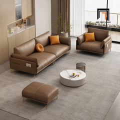 F1 Bộ ghế sofa phòng khách chung cư KT65 Skinny hiện đại màu nâu