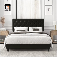 Giường ngủ bọc simili GN13 Amolife giật nút màu đen