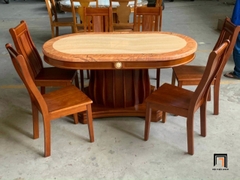 Bộ bàn ăn nhà bếp oval GF23-BAD6-G300-B358 mặt đá dày