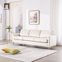 J3 Set ghế sofa vải nhung trắng kem KT137 Cedar kiểu dáng xinh xắn