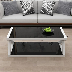 I2 Bàn sofa mặt kính cường lực BSF2 Trestle 1m 2 tầng giá rẻ