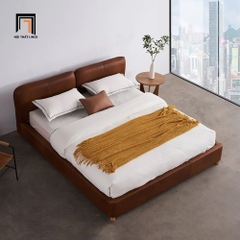 Giường ngủ bọc da simili GN44 Itotia màu nâu đậm