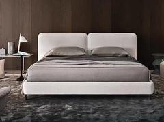 H2 Giường ngủ kiểu dáng trẻ trung GN74 Bagos vải nhung xám trắng