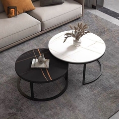 D1 Cặp bàn sofa mặt đá tròn BSF30 Simon căn hộ chung cư