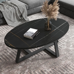 C2 Bàn sofa mặt đá trắng oval nhỏ gọn BSF10 Mebas dài 80cm giá rẻ
