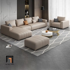 D4 Bộ ghế sofa băng 2m6 kèm đôn vuông BT279 Flin da giả sang trọng