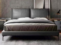 Giường ngủ bọc nệm sang trọng GN69 Lelantos da giả đen