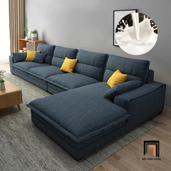 D1 Set ghế sofa góc L đẹp GT109 Vista 3m45 x 1m8 vải nỉ trắng kem