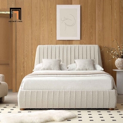 Giường ngủ mẫu hiện đại GN66 Helia vải lông cừu xám trắng
