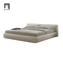 Giường ngủ bọc vải nỉ GN48 Amos màu xám trắng