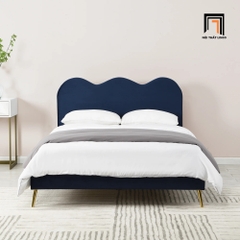 I1 Giường bọc nệm mút mềm GN68 Gidea vải nhung xanh đậm