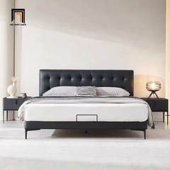Giường ngủ da simili màu đen GN79 Kirk kiểu dáng hiện đại