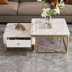 X3 Cặp 2 bàn sofa mặt vuông BSF23 Copeheim đá ceramic cao cấp
