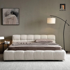 Giường ngủ vải lông cừu GN77 Keiko xinh xắn màu kem