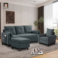 H2 Bộ ghế sofa phòng khách giá rẻ KT126 Penelopa màu xám vải nỉ