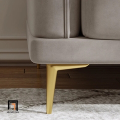 C5 Bộ sofa góc L vải nhung xám GT207 Forli 2m3 x 1m6 nệm ngồi chia ô