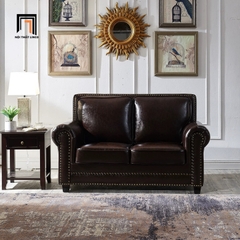 J1 Bộ ghế sofa phòng khách châu Âu KT162 Clyro da Pu nâu đậm