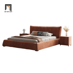 Giường ngủ bọc da giả GN57 Elsie 1m6 x 2m màu cam đậm