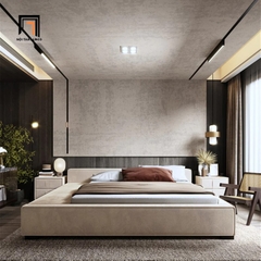 Giường ngủ vải nỉ nhung màu kem GN60 Anais cho phòng lớn