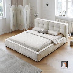 Giường ngủ vải lông cừu GN33 Darcy màu trắng kem