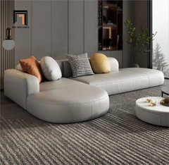 C4 Ghế sofa góc L kiểu cong GT250 Decoy 2m5 x 1m5 da xám trắng