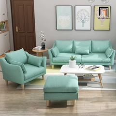 J1 Bộ ghế sofa phòng khách thư giãn KT110 Consenja vải xám trắng