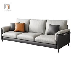 C2 Ghế sofa băng sang trọng dài 2m BT136 Jing phối màu da Pu xám
