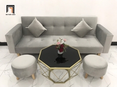 J2 Bộ ghế sofa giường bật nằm GBL2 2m xám trắng vải nhung