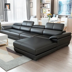 I4 Bộ ghế sofa phòng khách gật gù màu đen KT82 Zeglo bọc da giả