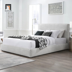 B2 Giường ngủ GN136 Sadeen 1m6 x 2m vải xám trắng thiết kế hiện đại