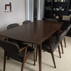 Bộ bàn ăn dài 1m6 32-KH6-G43-B108 6 ghế bọc nệm vải